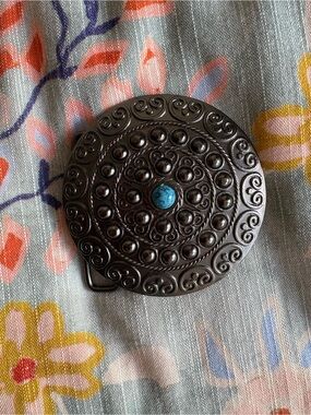 3/$10 Round Western Concho Belt Buckle with Faux Turquoise